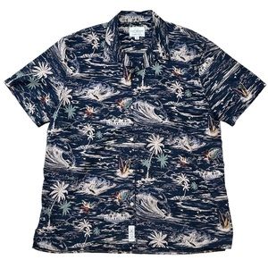 (SOLD) Lucky Brand Men’s L Hawaiian Club SS Black Multicolor Button Up Shirt